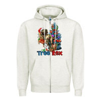 Oatmeal Heather Tree Rex T-Rex Zipper Hoodie - LillyAllenDesigns