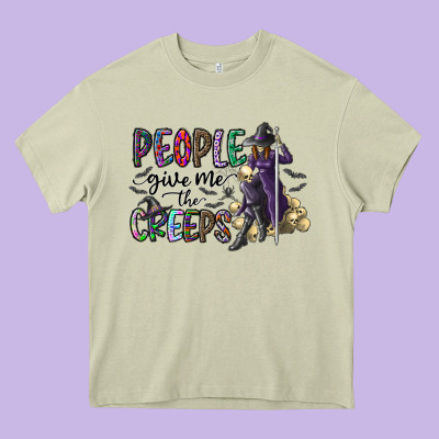 People Give Me The Creeps Heavy Core Tee Designed By Cowhidedigitalart