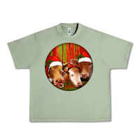 Oil Green Christmas Cow, Urban Heavy Tee - Jasminsmagicworld