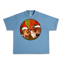 Pebble Blue Christmas Cow, Urban Heavy Tee - Jasminsmagicworld
