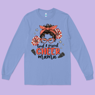 Loud&proud Mama Messy Bun Long Sleeve Tee Designed By Maliassmallbusiness