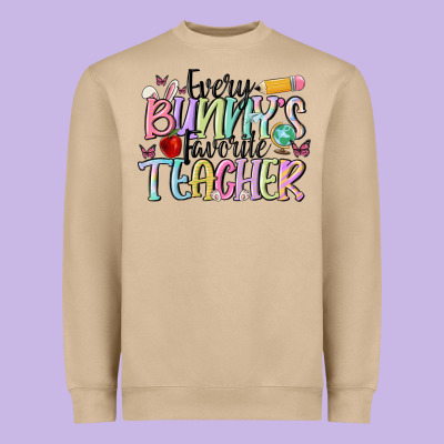 Every Bunnys Favorite Teacher Heavyweight Sweatshirt Designed By Maliassmallbusiness
