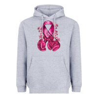Heather Grey breast cancer with boxing gloves Heavyweight Hoodie - NancyCooperArtShop