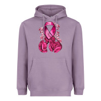 Lavender breast cancer with boxing gloves Heavyweight Hoodie - NancyCooperArtShop