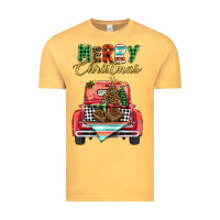 Vintage Mustard merry christmas truck Vintage Tee - BarkalooDesign