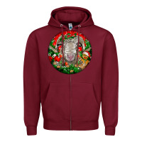 Burgundy christmas rambouillet sheep Zipper Hoodie - LillyAllenDesigns