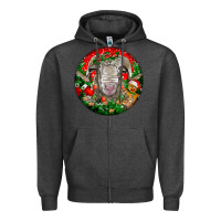 Charcoal Heather christmas rambouillet sheep Zipper Hoodie - LillyAllenDesigns