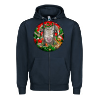 Navy christmas rambouillet sheep Zipper Hoodie - LillyAllenDesigns