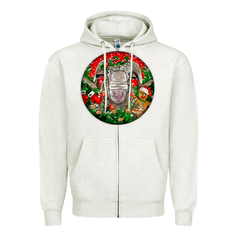 Christmas Rambouillet Sheep Zipper Hoodie by LillyAllenDesigns | Teevron