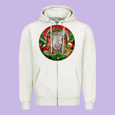 Christmas Rambouillet Sheep Zipper Hoodie Designed By Lillyallendesigns