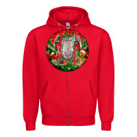 Red christmas rambouillet sheep Zipper Hoodie - LillyAllenDesigns