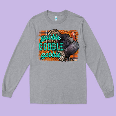 Thanksgiving Turkey Gobble Gobble Long Sleeve Tee Designed By Nancycooperartshop
