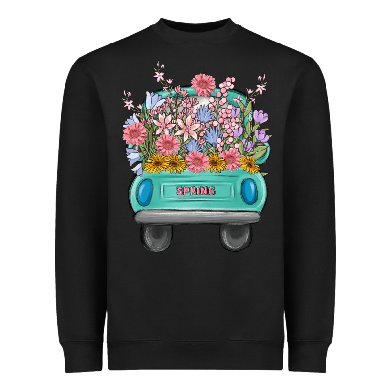 Truck With Flowers Malia Heavyweight Sweatshirt by MaliasSmallBusiness | Teevron