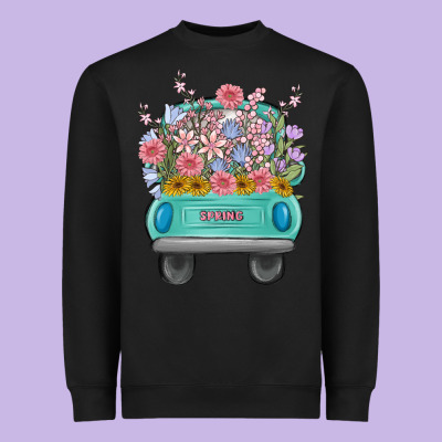 Truck With Flowers Malia Heavyweight Sweatshirt Designed By Maliassmallbusiness