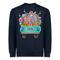 Navy truck with flowers malia Heavyweight Sweatshirt - MaliasSmallBusiness