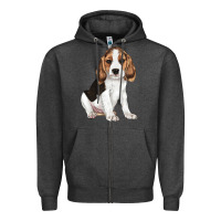 Charcoal Heather beagle puppy Zipper Hoodie - LillyAllenDesigns