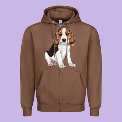 Beagle Puppy Zipper Hoodie Designed By Lillyallendesigns