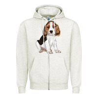 Oatmeal Heather beagle puppy Zipper Hoodie - LillyAllenDesigns