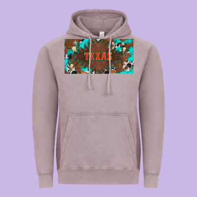 Western Texas And Bullskulls With Turquoise And Leopard Licanse Plate Vintage Hoodie Designed By Artiststas