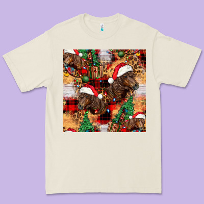 Christmas Horse Leopard Tartan Premium Tee Designed By Fadigitalartstudio