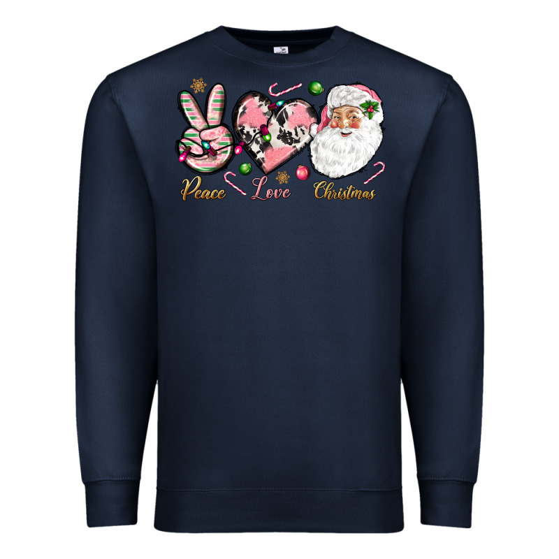 Peace Love Pink Christmas Premium Sweatshirt by NancyCooperArtShop | Teevron