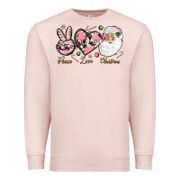 Pale Pink Peace love pink Christmas Premium Sweatshirt - NancyCooperArtShop