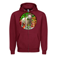 Burgundy christmas dorset sheep Zipper Hoodie - LillyAllenDesigns