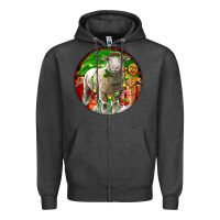 Charcoal Heather christmas dorset sheep Zipper Hoodie - LillyAllenDesigns
