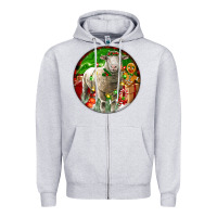 Heather Grey christmas dorset sheep Zipper Hoodie - LillyAllenDesigns