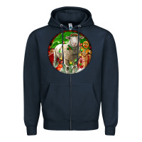Navy christmas dorset sheep Zipper Hoodie - LillyAllenDesigns