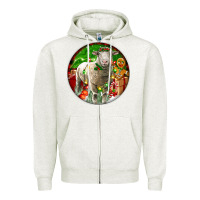 Oatmeal Heather christmas dorset sheep Zipper Hoodie - LillyAllenDesigns