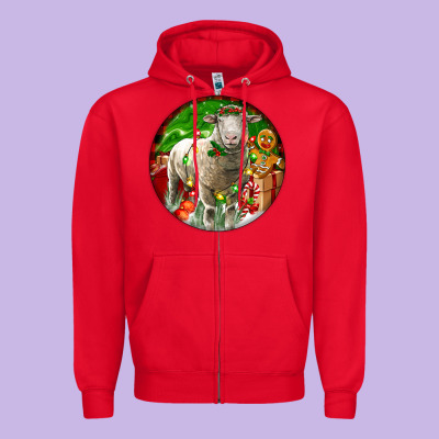 Christmas Dorset Sheep Zipper Hoodie Designed By Lillyallendesigns