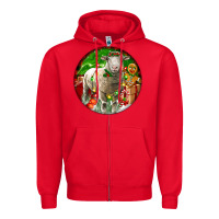 Red christmas dorset sheep Zipper Hoodie - LillyAllenDesigns