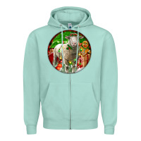 Seafoam christmas dorset sheep Zipper Hoodie - LillyAllenDesigns
