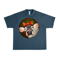 Midnight Navy Christmas Cow, Urban Heavy Tee - Jasminsmagicworld