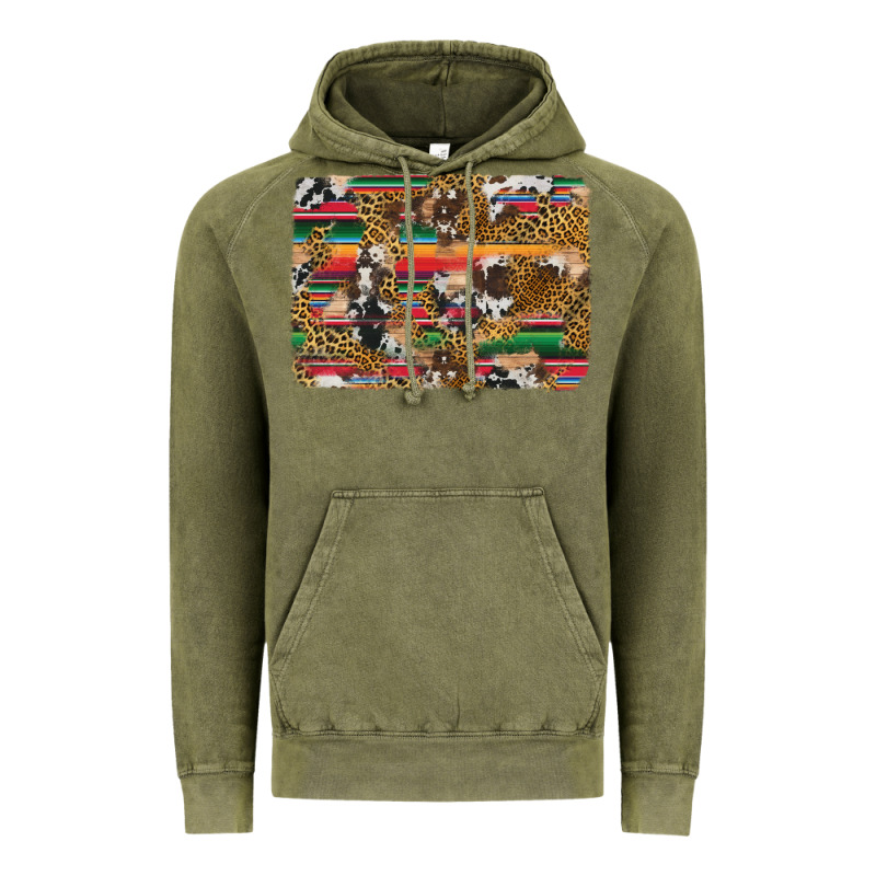 Western Serape Cowhide And Leopard Background Vintage Hoodie by Artiststas | Teevron