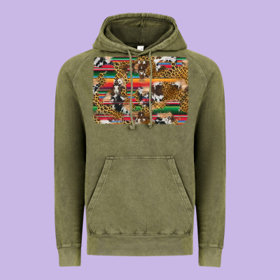 Western Serape Cowhide And Leopard Background Vintage Hoodie Designed By Artiststas