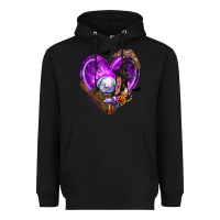 Black Halloween Heart with Witch Heavyweight Hoodie - texasbilliewilder