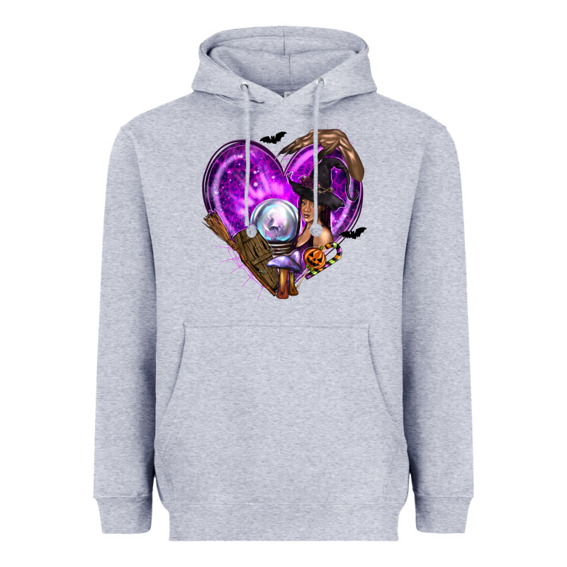 Halloween Heart With Witch Heavyweight Hoodie by texasbilliewilder | Teevron