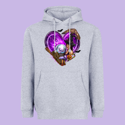 Halloween Heart With Witch Heavyweight Hoodie Designed By Texasbilliewilder