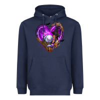 Navy Halloween Heart with Witch Heavyweight Hoodie - texasbilliewilder