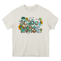 Cream school nurse Heavy Core Tee - CowhideDigitalArt