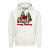 Oatmeal Heather Merry Christmas Gray Squirrel Zipper Hoodie - LillyAllenDesigns