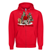 Red Merry Christmas Gray Squirrel Zipper Hoodie - LillyAllenDesigns