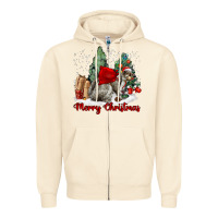 Sandshell Merry Christmas Gray Squirrel Zipper Hoodie - LillyAllenDesigns
