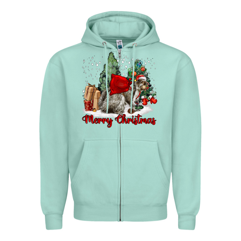 Merry Christmas Gray Squirrel Zipper Hoodie by LillyAllenDesigns | Teevron