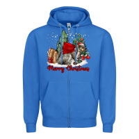 True Royal Merry Christmas Gray Squirrel Zipper Hoodie - LillyAllenDesigns