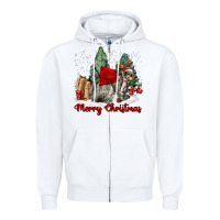 White Merry Christmas Gray Squirrel Zipper Hoodie - LillyAllenDesigns