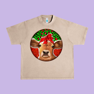 Christmas Cow Urban Heavy Tee Designed By Jasminsmagicworld