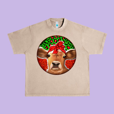 Christmas Cow Urban Heavy Tee Designed By Jasminsmagicworld